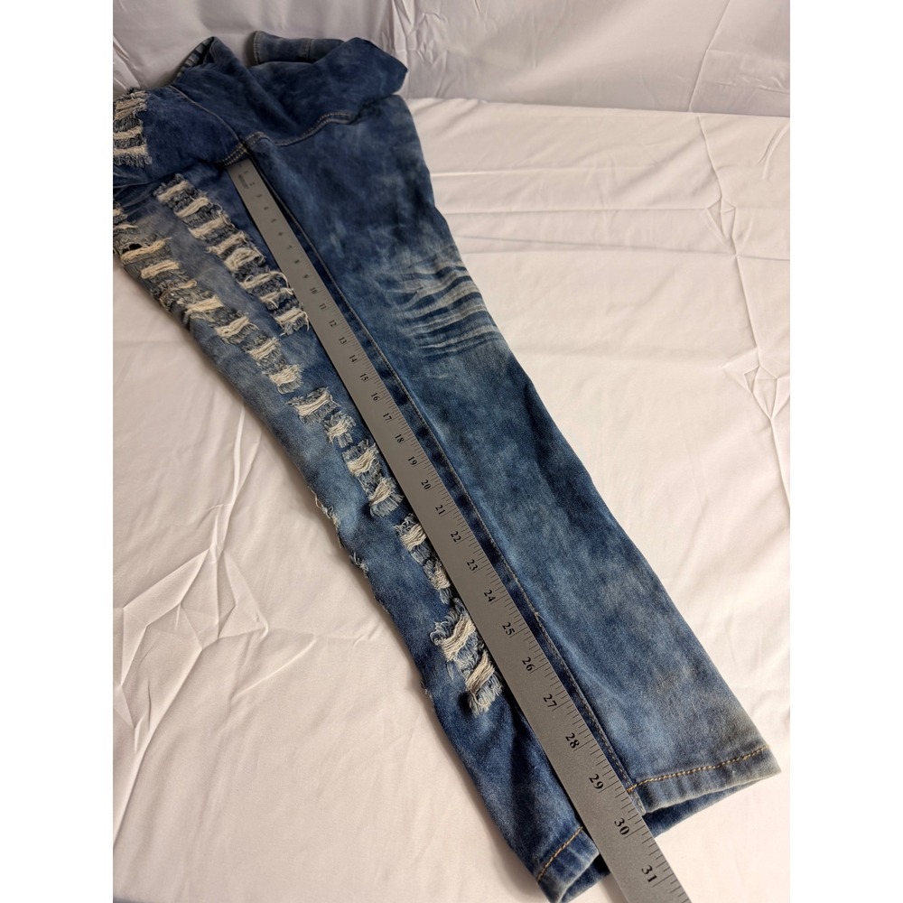 DAZL Distressed Skinny Jeans 24 Blue Medium Acid Wash Shredded High Rise Plus - Picture 5 of 7